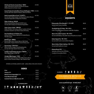 Cobbler’s Evening Menu